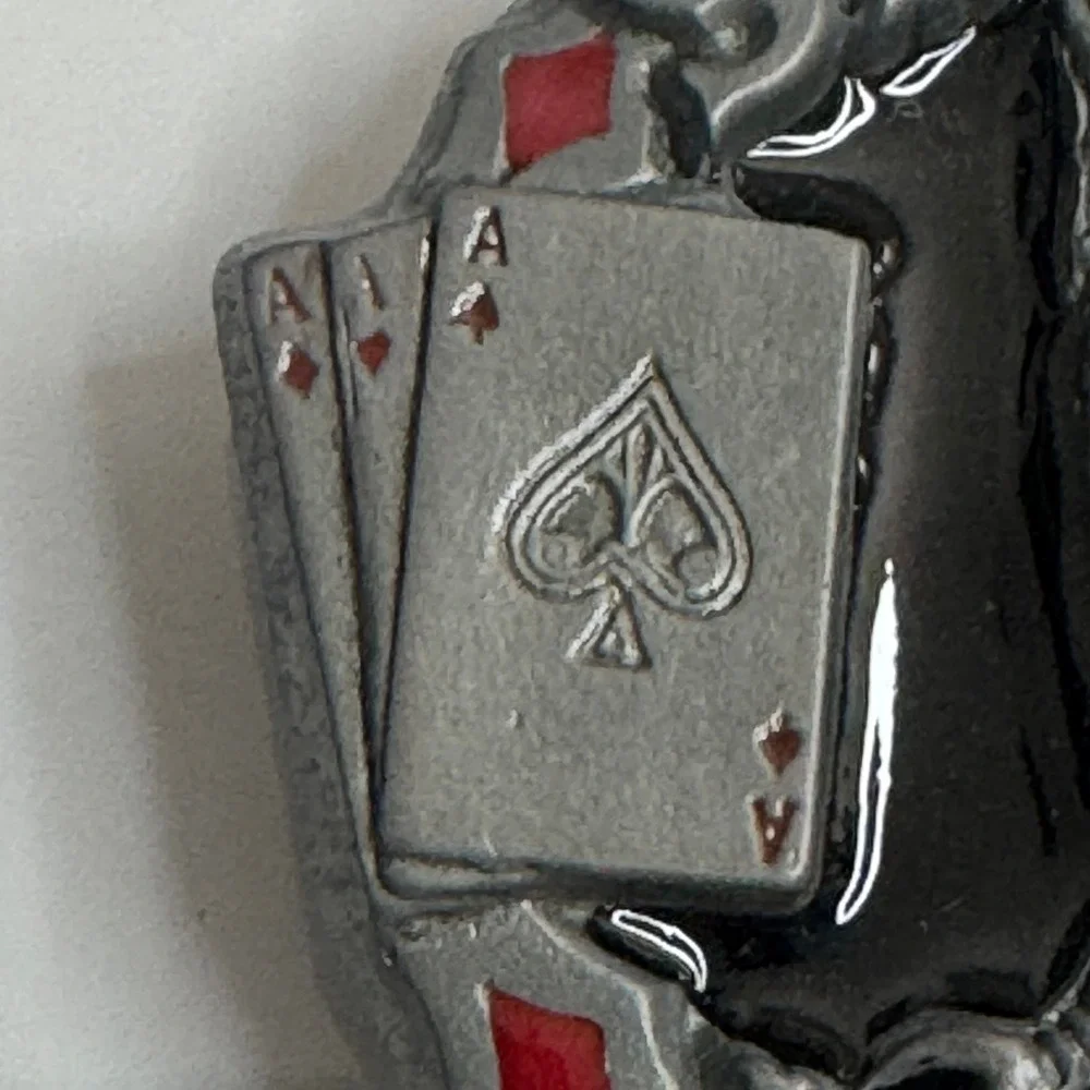 Skull Spider Belt Buckle Sworn to Fun‎ Loyal to None Poker Cards Pewter 1995